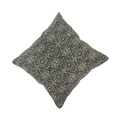Jacquard Woven Cotton Cushion Cover – Geometric Tribal Pattern | 45x45 cm | Charcoal Grey