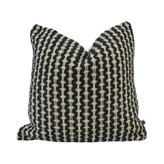 Handmade Black & Natural Geometric Cotton Cushion Cover | Woven Textured Pillow Cover 45x45 cm