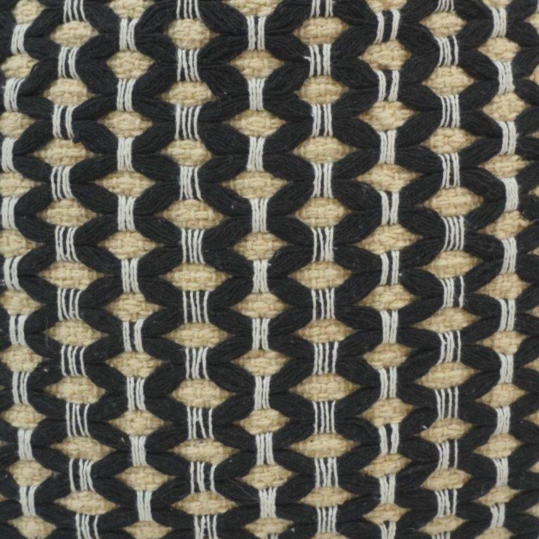 Handmade Black & Natural Geometric Cotton Cushion Cover | Woven Textured Pillow Cover 45x45 cm - Bulk manufacturer & supplier from Panipat, India