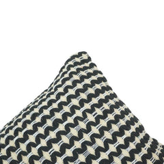 Handmade Black & Natural Geometric Cotton Cushion Cover | Woven Textured Pillow Cover 45x45 cm