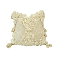 Ivory Tufted Cotton Cushion Cover | Textured Boho Throw Pillow Cover | 45 x 45 cm