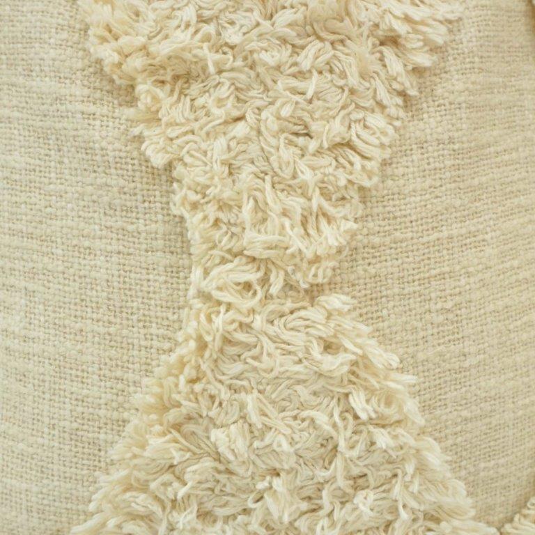 Ivory Tufted Cotton Cushion Cover | Textured Boho Throw Pillow Cover | 45 x 45 cm - Bulk manufacturer & supplier from Panipat, India