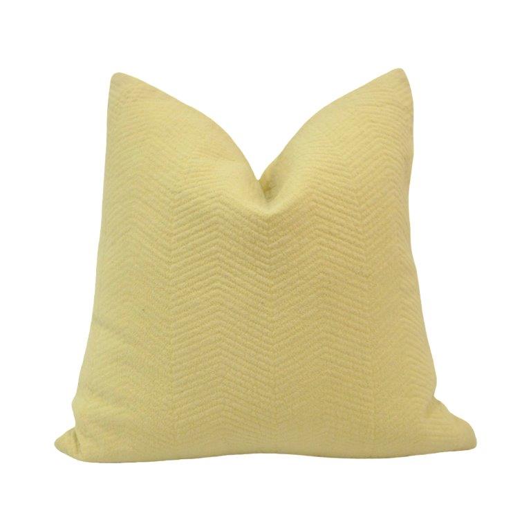 Thread Embroidered Cotton Cushion Cover – Soft Yellow Chevron Texture | 45x45 cm Decorative Pillow Cover - Bulk manufacturer & supplier from Panipat, India