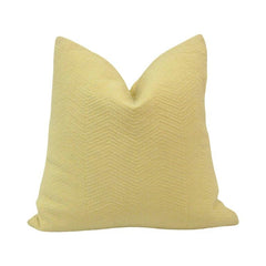 Thread Embroidered Cotton Cushion Cover – Soft Yellow Chevron Texture | 45x45 cm Decorative Pillow Cover