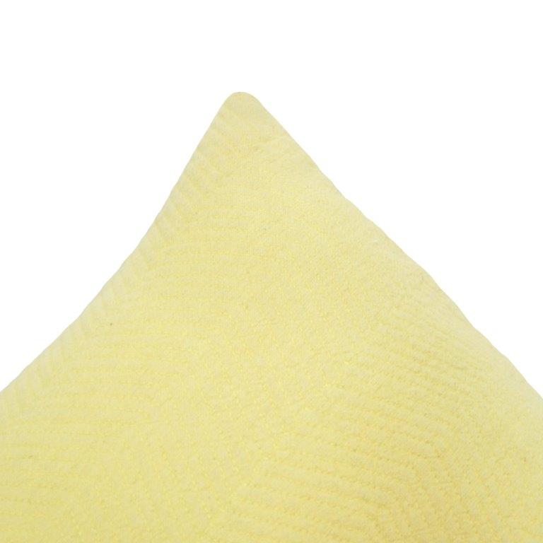 Thread Embroidered Cotton Cushion Cover – Soft Yellow Chevron Texture | 45x45 cm Decorative Pillow Cover - Bulk manufacturer & supplier from Panipat, India