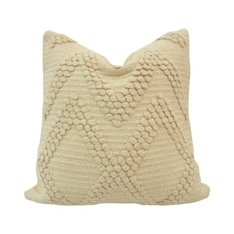 Handwoven Tufted Cotton Cushion Cover | Geometric Textured Throw Pillow Cover | Boho Neutral Cushion | 45x45 cm - Bulk manufacturer & supplier from Panipat, India