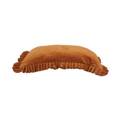 Rust Velvet Frill Cushion Cover – Soft Cotton Velvet Decorative Pillow Cover 35x50 cm