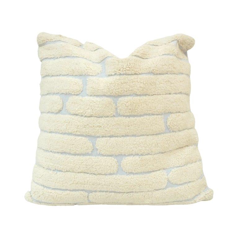 Ivory Tufted Cotton Cushion Cover with Textured Brick Pattern – 45x45 cm - Bulk manufacturer & supplier from Panipat, India