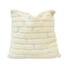 Ivory Tufted Cotton Cushion Cover with Textured Brick Pattern – 45x45 cm