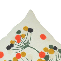 Handcrafted Style Embroidered Cotton Cushion Cover with Pom Pom Floral Design – 45x45 cm