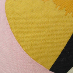 Abstract Machine Embroidered Cotton Cushion Cover – Pink & Mustard Geometric Design | 35x50 cm