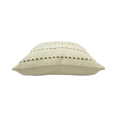 Olive Dash Embroidered Cotton Cushion Cover – 45x45 cm | Textured Modern Decorative Pillow Cover