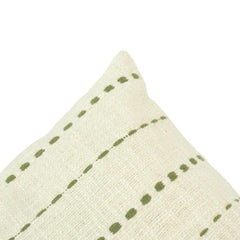 Olive Dash Embroidered Cotton Cushion Cover – 45x45 cm | Textured Modern Decorative Pillow Cover