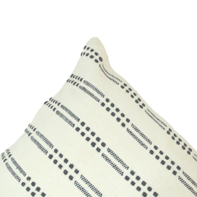Handmade Cotton Cushion Cover 45x45 cm | Woven Black Dash Pattern Throw Pillow Cover | Modern Boho Home Décor - Bulk manufacturer & supplier from Panipat, India