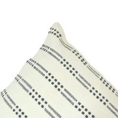 Handmade Cotton Cushion Cover 45x45 cm | Woven Black Dash Pattern Throw Pillow Cover | Modern Boho Home Décor
