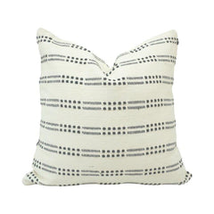 Handmade Cotton Cushion Cover 45x45 cm | Woven Black Dash Pattern Throw Pillow Cover | Modern Boho Home Décor