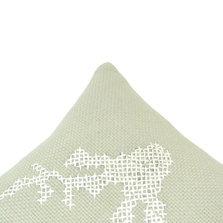 Ivory Abstract Embroidered Cotton Cushion Cover – 45x45 cm Decorative Sofa Pillow Cover - Bulk manufacturer & supplier from Panipat, India