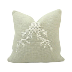 Ivory Abstract Embroidered Cotton Cushion Cover – 45x45 cm Decorative Sofa Pillow Cover