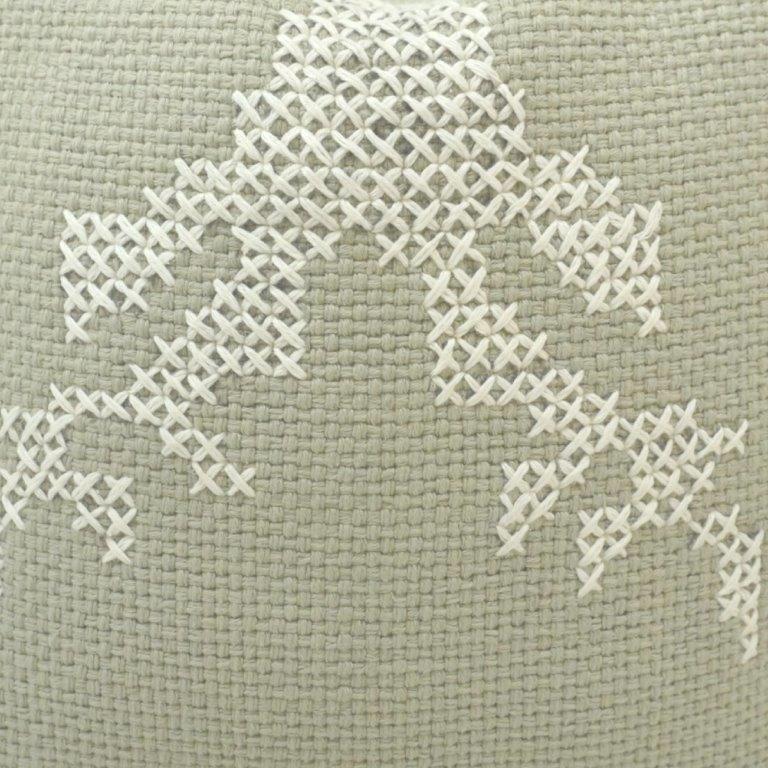 Ivory Abstract Embroidered Cotton Cushion Cover – 45x45 cm Decorative Sofa Pillow Cover - Bulk manufacturer & supplier from Panipat, India