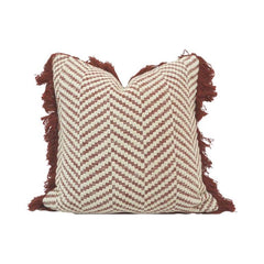 Handmade Chevron Woven Cotton Cushion Cover with Tassels – 45x45 cm | Boho Decorative Pillow Cover