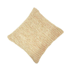 Hand Knitted Cotton Cushion Cover 45x45 cm | Chunky Woven Textured Throw Pillow Cover | Natural Beige Decorative Cushion