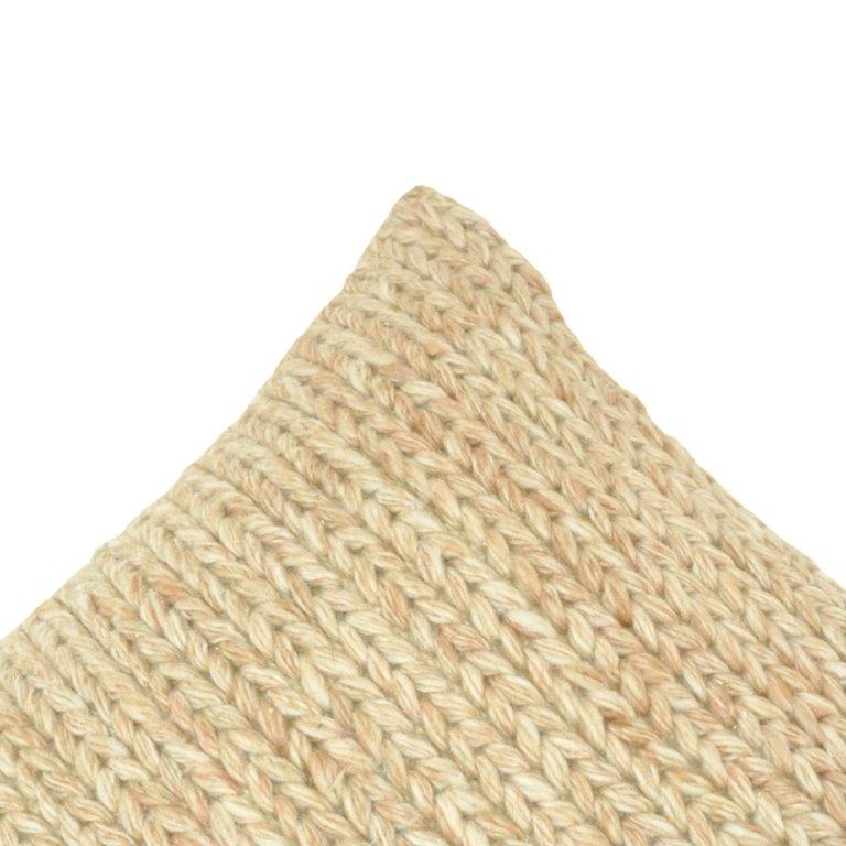 Hand Knitted Cotton Cushion Cover 45x45 cm | Chunky Woven Textured Throw Pillow Cover | Natural Beige Decorative Cushion - Bulk manufacturer & supplier from Panipat, India