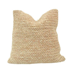 Hand Knitted Cotton Cushion Cover 45x45 cm | Chunky Woven Textured Throw Pillow Cover | Natural Beige Decorative Cushion