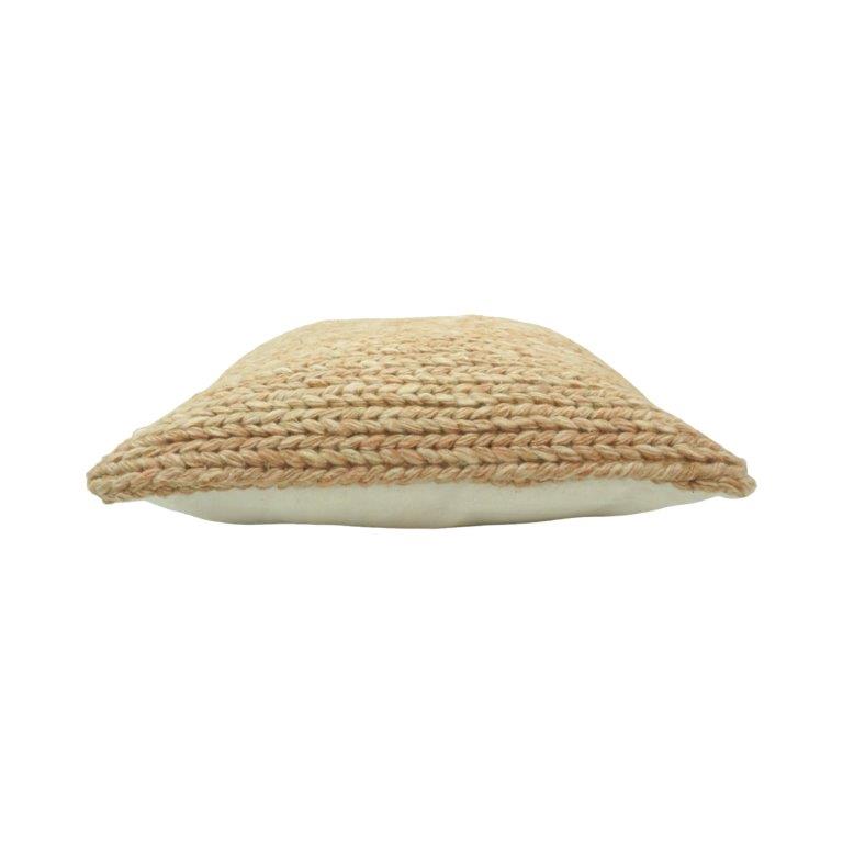 Hand Knitted Cotton Cushion Cover 45x45 cm | Chunky Woven Textured Throw Pillow Cover | Natural Beige Decorative Cushion - Bulk manufacturer & supplier from Panipat, India