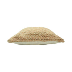 Hand Knitted Cotton Cushion Cover 45x45 cm | Chunky Woven Textured Throw Pillow Cover | Natural Beige Decorative Cushion