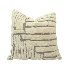 Hand Tufted Cotton Cushion Cover | Geometric Textured Design | 45 x 45 cm | Cream & Taupe