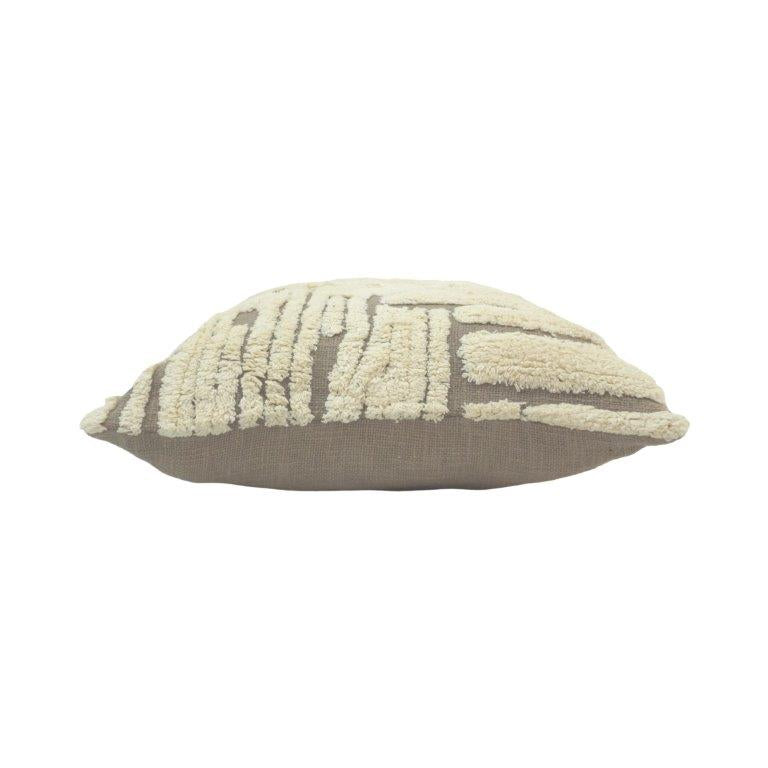 Hand Tufted Cotton Cushion Cover | Geometric Textured Design | 45 x 45 cm | Cream & Taupe - Bulk manufacturer & supplier from Panipat, India