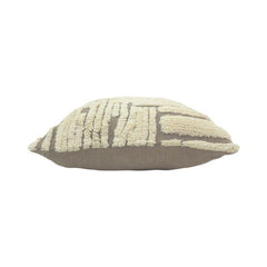 Hand Tufted Cotton Cushion Cover | Geometric Textured Design | 45 x 45 cm | Cream & Taupe