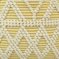 Handmade Tufted Cotton Cushion Cover 45x45 cm | Geometric Boho Decorative Pillow Cover in Yellow & Ivory