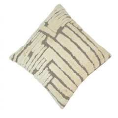 Hand Tufted Cotton Cushion Cover | Geometric Textured Design | 45 x 45 cm | Cream & Taupe