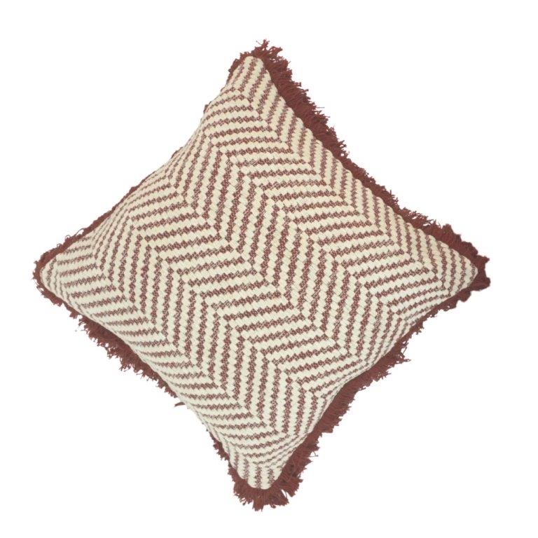 Handmade Chevron Woven Cotton Cushion Cover with Tassels – 45x45 cm | Boho Decorative Pillow Cover - Bulk manufacturer & supplier from Panipat, India