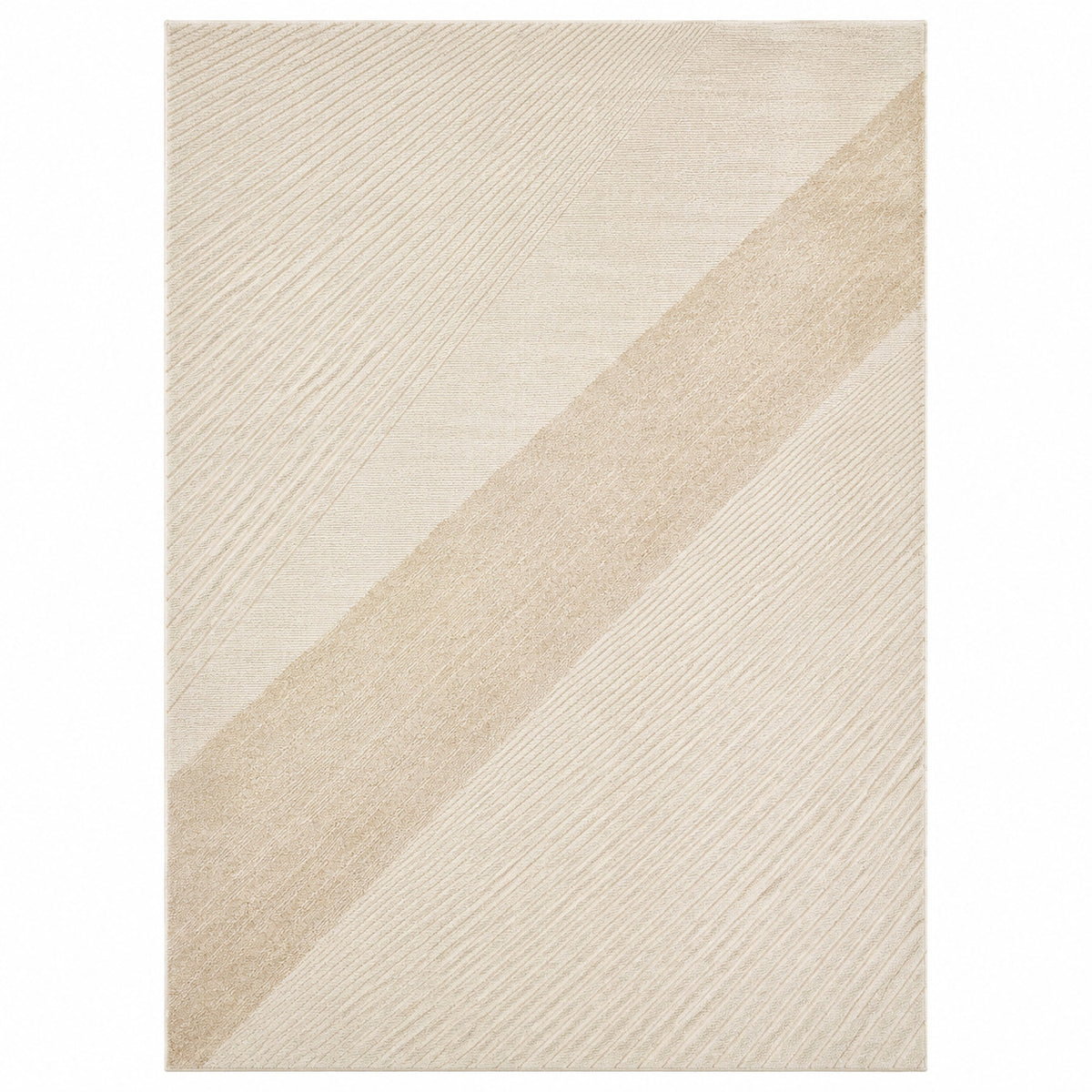 Minimalist Abstract Beige & Ivory Geometric Rug – 160 x 230 cm