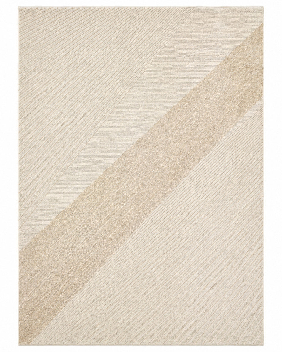 Minimalist Abstract Beige & Ivory Geometric Rug – 160 x 230 cm