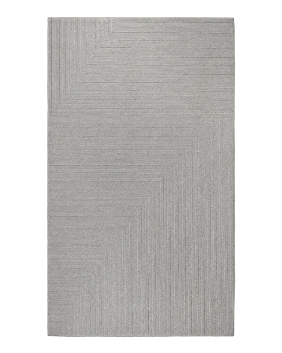 Minimalist Textured Geometric Rug – Light Grey, 160 x 230 CM