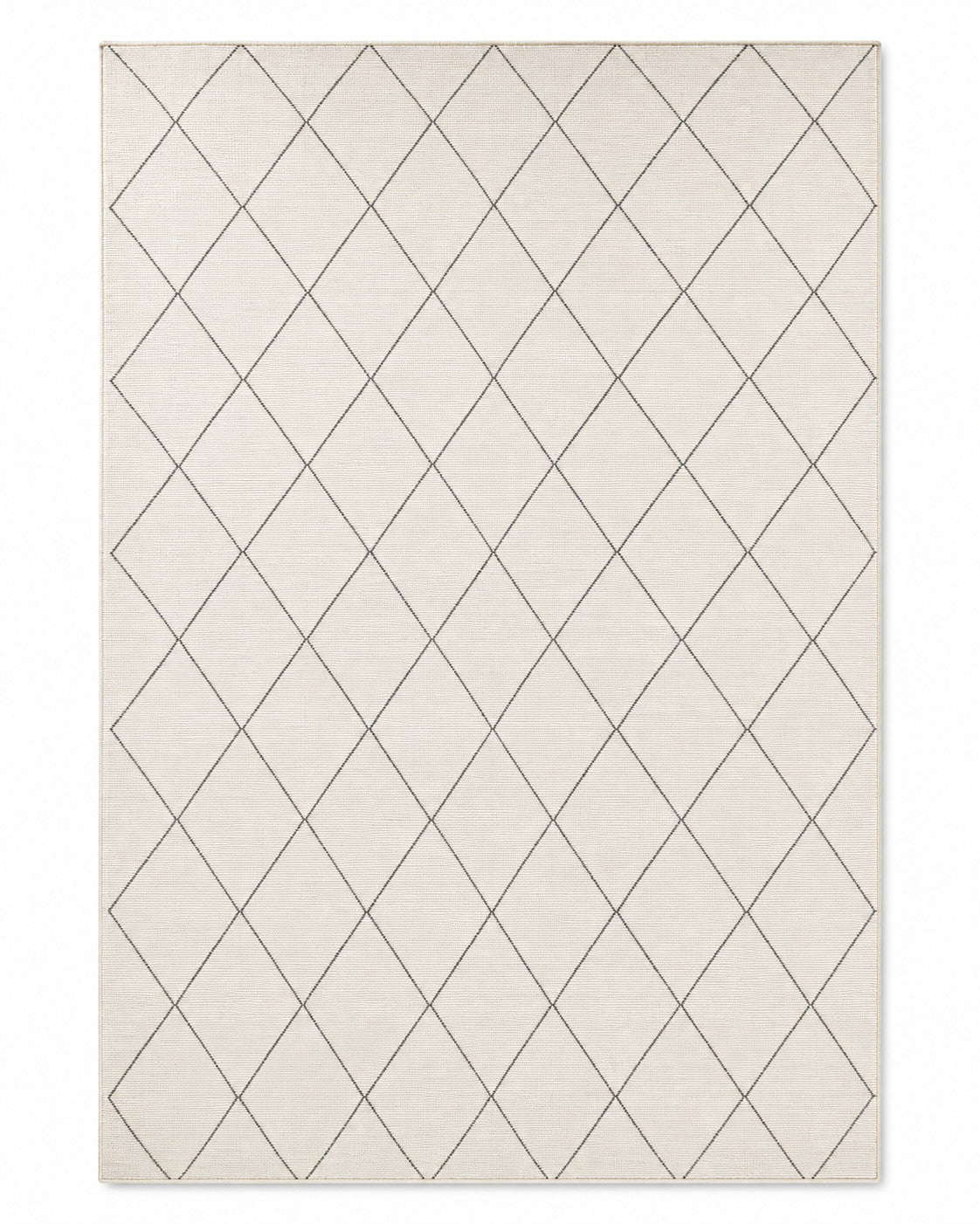 Minimalist Diamond Geometric Rug – Ivory & Charcoal – 160 x 230 cm