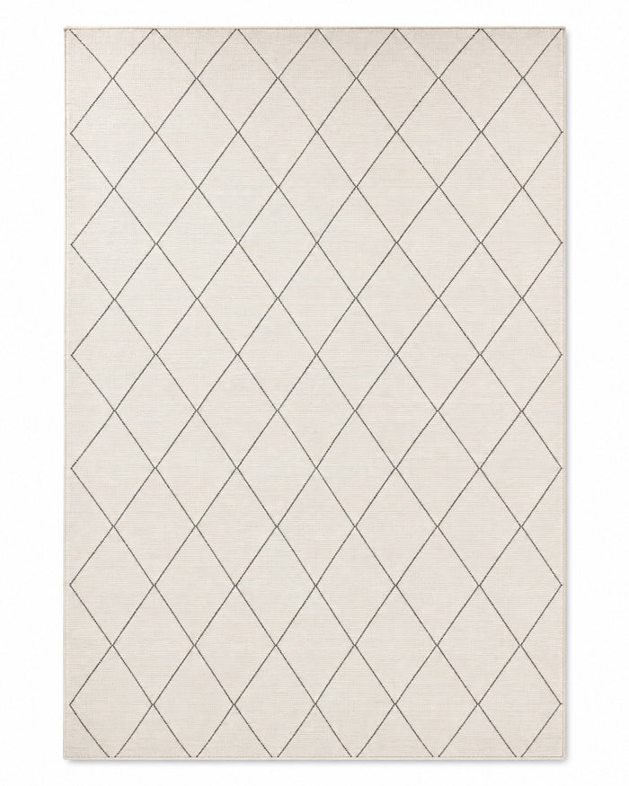 Minimalist Diamond Geometric Rug – Ivory & Charcoal – 160 x 230 cm
