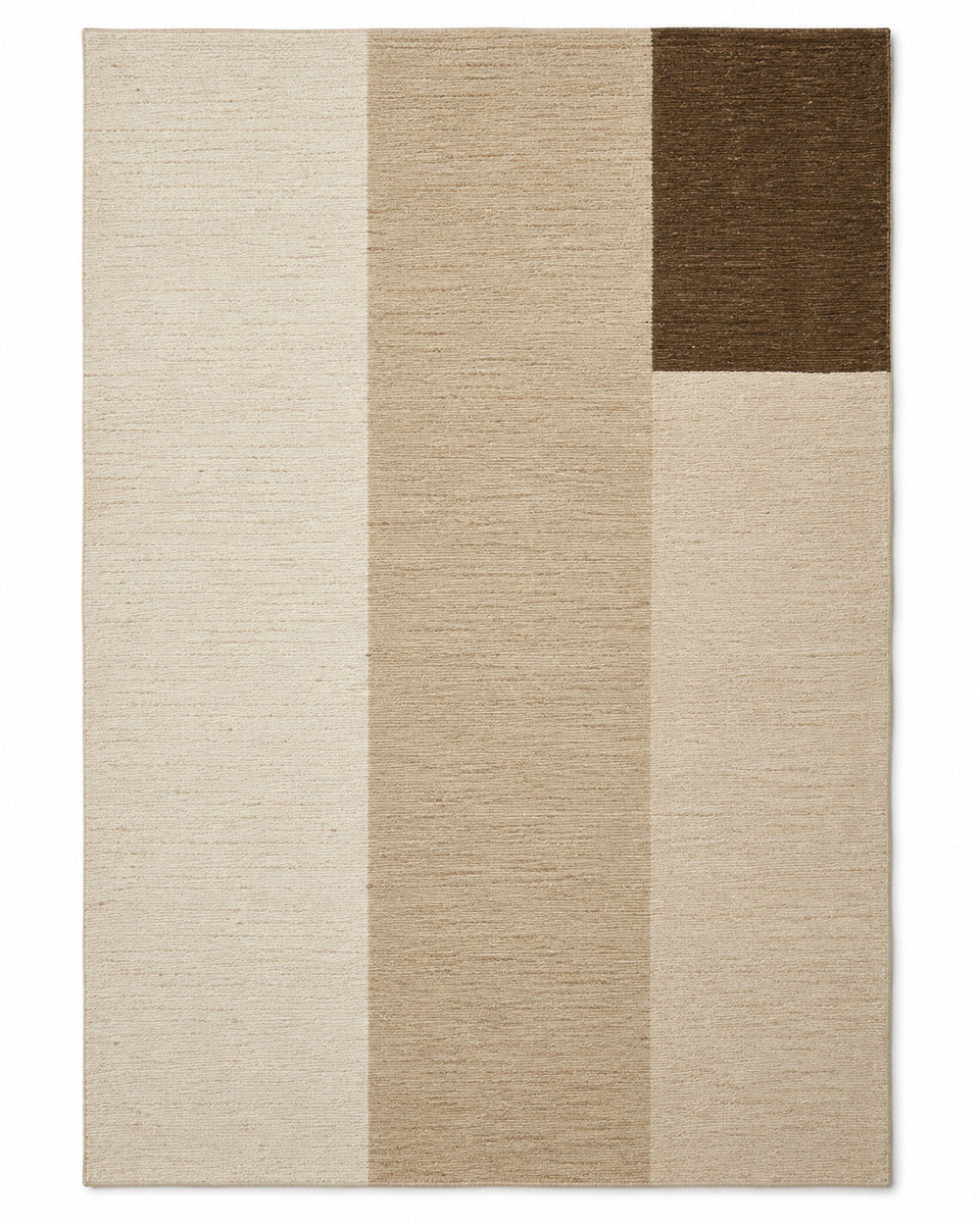 Beige and brown minimalist geometric textured rug 160x230 cm