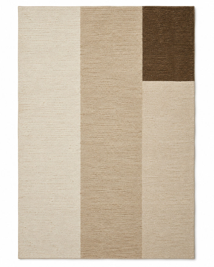 Minimalist Geometric Textured Rug 160 x 230 cm – Beige & Brown Modern Area Rug