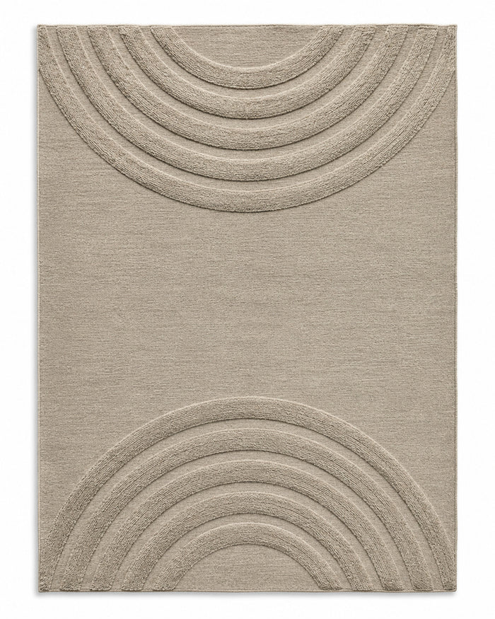 Minimalist Textured Arch Pattern Rug – Neutral Beige 160 x 230 cm