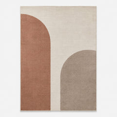 Minimalist Abstract Geometric Rug – Beige, Terracotta & Taupe | 160 x 230 cm
