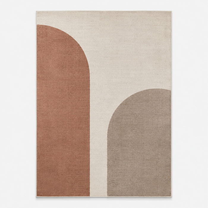 Minimalist Abstract Geometric Rug – Beige, Terracotta & Taupe | 160 x 230 cm