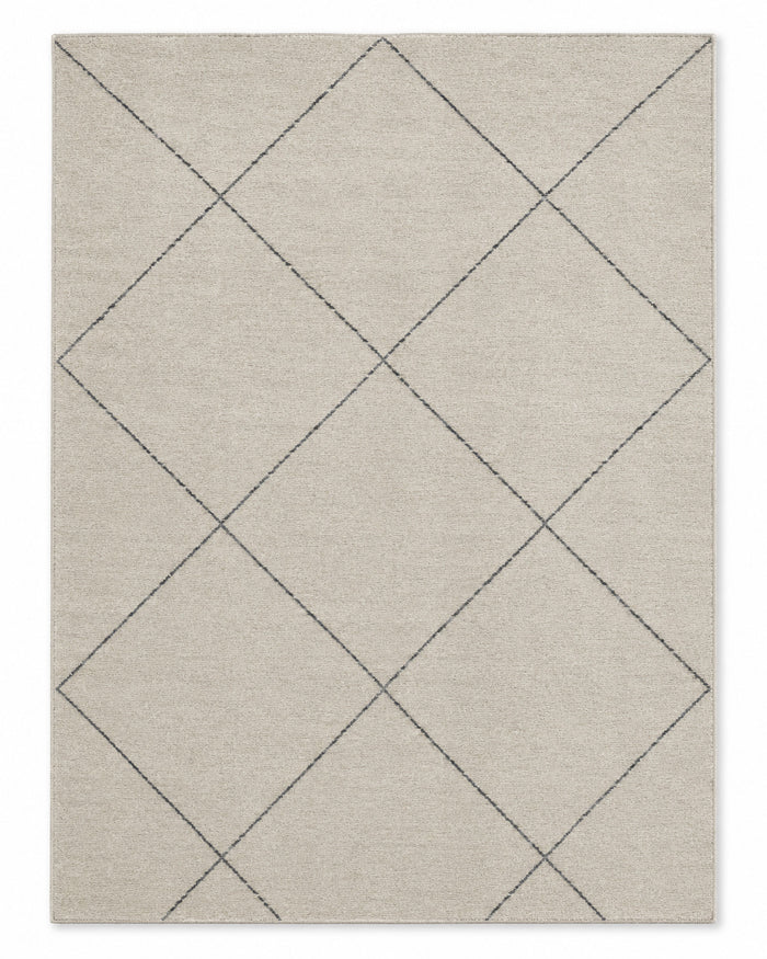 Minimalist Beige Geometric Diamond Pattern Area Rug – 160 x 230 cm