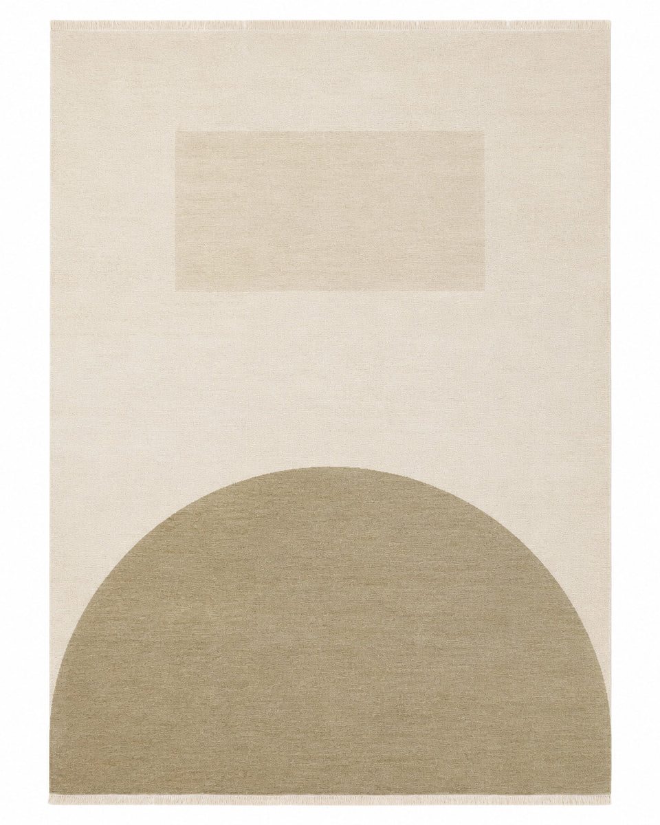 Minimalist Abstract Geometric Beige Area Rug – Modern Neutral Arch Design, 160 x 230 cm