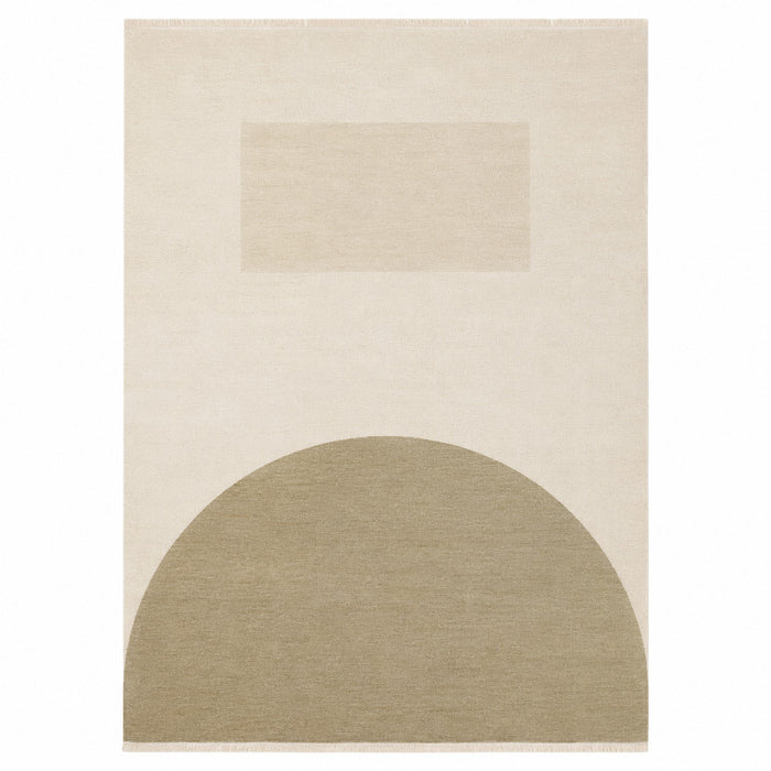 Minimalist Abstract Geometric Beige Area Rug – Modern Neutral Arch Design, 160 x 230 cm