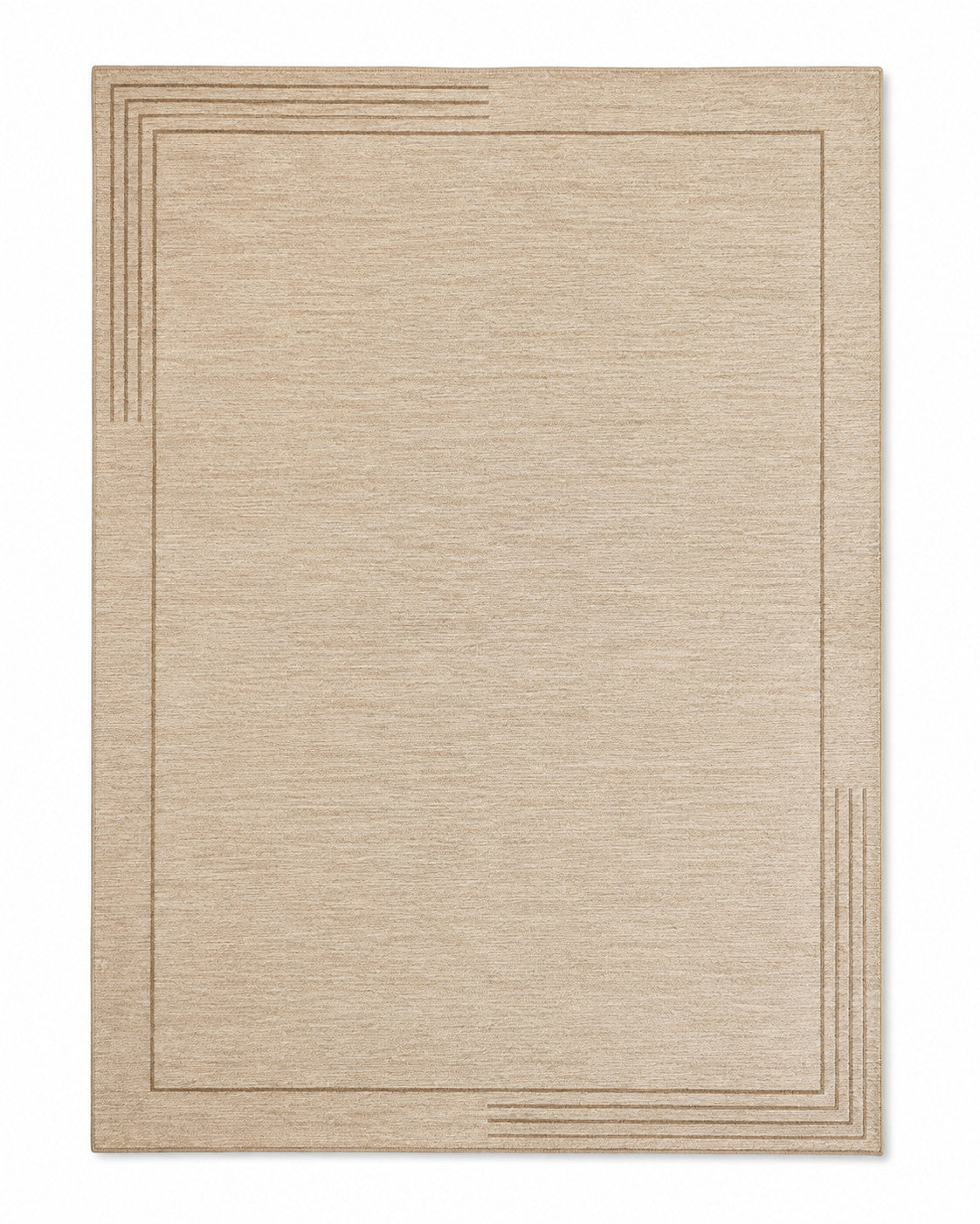 Minimalist Beige Border Area Rug – 160 x 230 cm | Neutral Geometric Frame Design