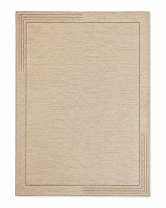 Minimalist Beige Border Area Rug – 160 x 230 cm | Neutral Geometric Frame Design
